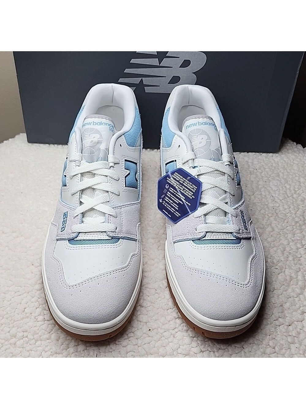 New Balance 550 Grey White Blue Mens 13 Womens 14.5